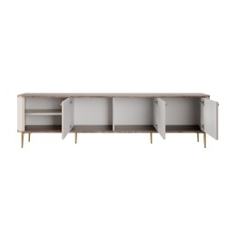 Szafka RTV Vesper 3D 187 cm - kaszmir / orzech / złote nogi Szafka RTV Vesper 3D 187 cm - kaszmir / orzech / złote nogi