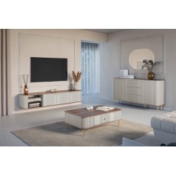 Szafka RTV wisząca Vesper 3D - kaszmir / orzech