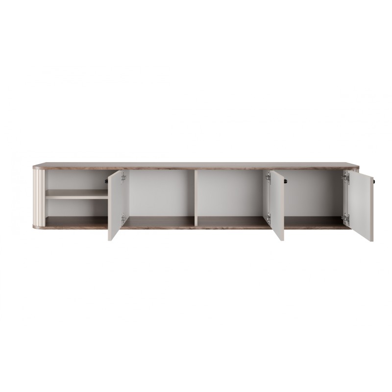 Szafka RTV wisząca Vesper 3D 187 cm - kaszmir / orzech / czarne uchwyty Szafka RTV wisząca Vesper 3D 187 cm - kaszmir / orzech / czarne uchwyty