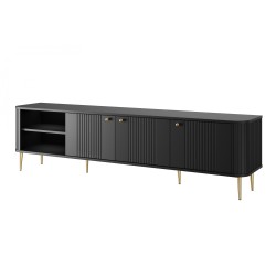 Szafka RTV Vesper 3D 187 cm - czarny / złote nogi