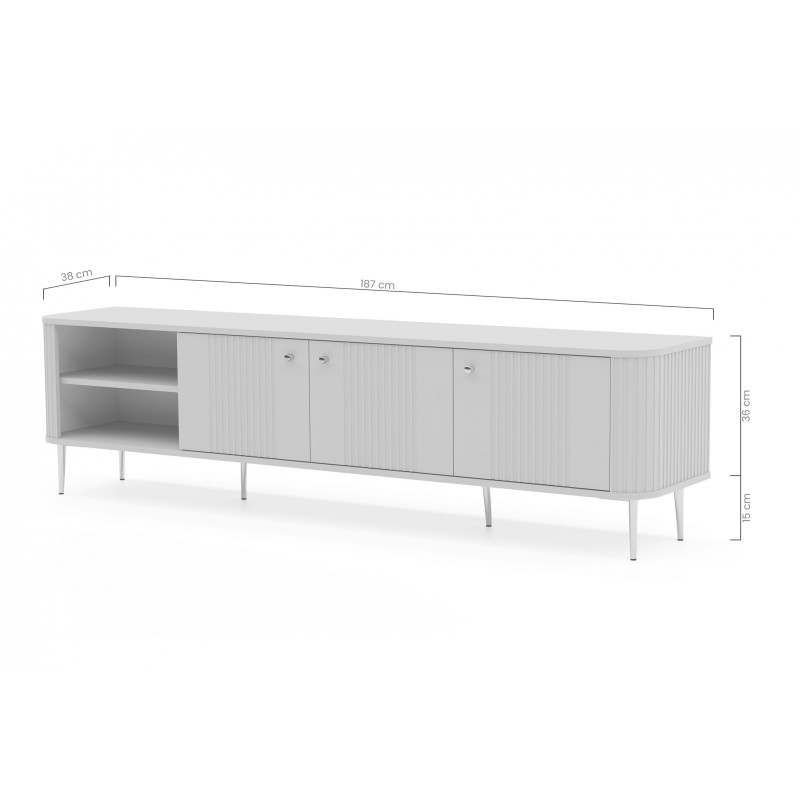Szafka RTV Vesper 3D 187 cm - czarny / złote nogi Szafka RTV Vesper 3D 187 cm - czarny / złote nogi