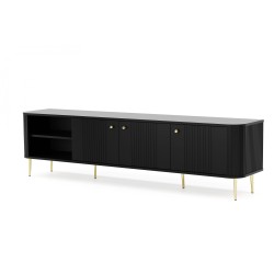 Szafka RTV Vesper 3D 187 cm - czarny / złote nogi Szafka RTV Vesper 3D 187 cm - czarny / złote nogi