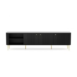 Szafka RTV Vesper 3D 187 cm - czarny / złote nogi Szafka RTV Vesper 3D 187 cm - czarny / złote nogi