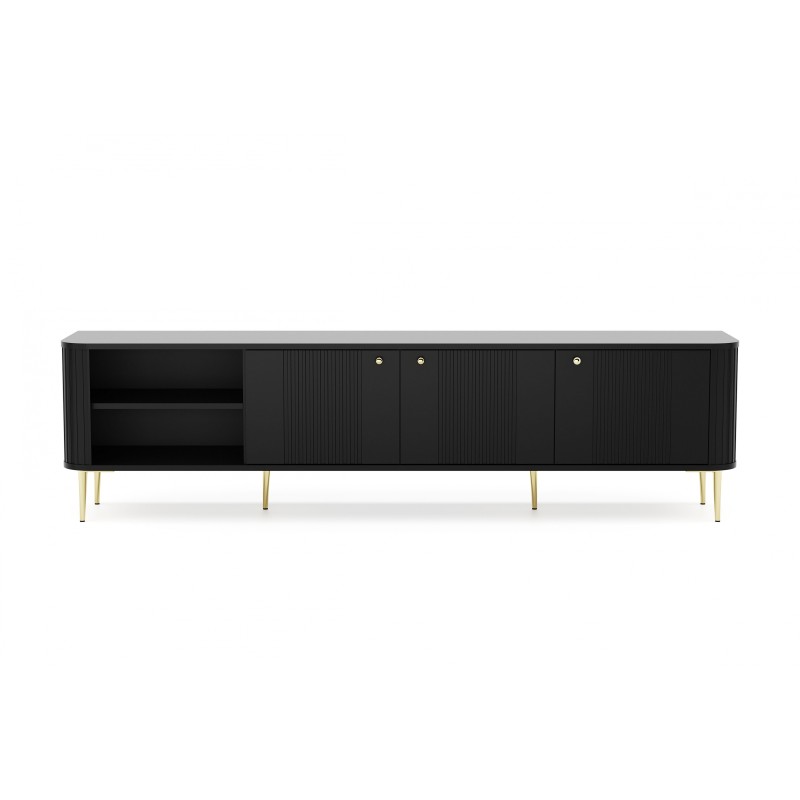 Szafka RTV Vesper 3D 187 cm - czarny / złote nogi Szafka RTV Vesper 3D 187 cm - czarny / złote nogi
