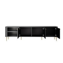 Szafka RTV Vesper 3D 187 cm - czarny / złote nogi Szafka RTV Vesper 3D 187 cm - czarny / złote nogi