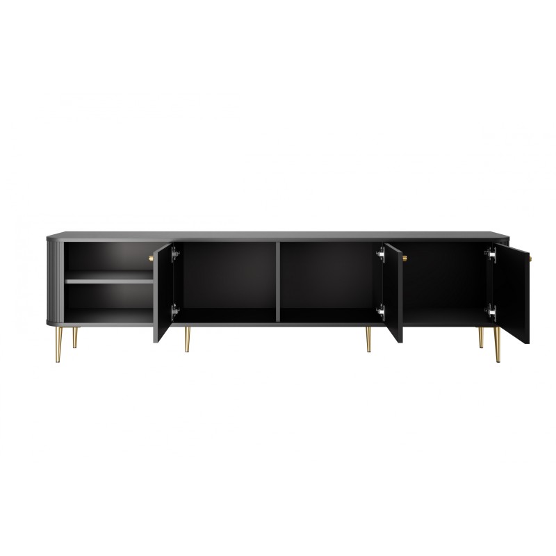Szafka RTV Vesper 3D 187 cm - czarny / złote nogi Szafka RTV Vesper 3D 187 cm - czarny / złote nogi