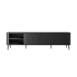 Szafka RTV Vesper 3D 187 cm - czarny / czarne nogi Szafka RTV Vesper 3D 187 cm - czarny / czarne nogi
