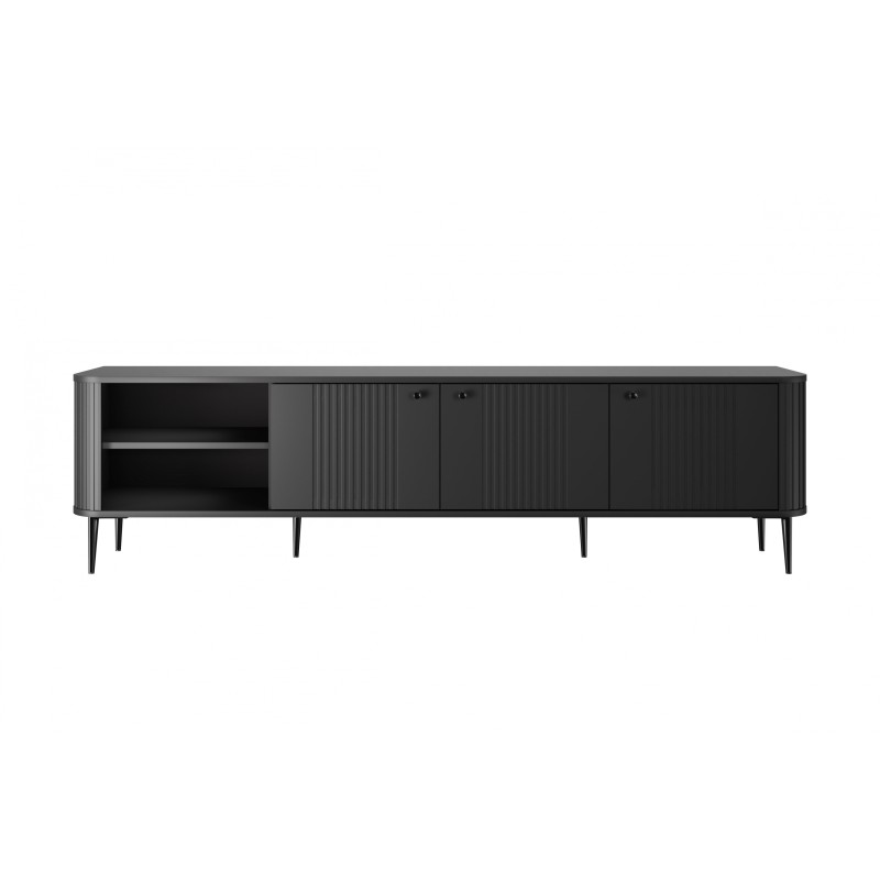 Szafka RTV Vesper 3D 187 cm - czarny / czarne nogi Szafka RTV Vesper 3D 187 cm - czarny / czarne nogi