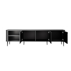 Szafka RTV Vesper 3D 187 cm - czarny / czarne nogi Szafka RTV Vesper 3D 187 cm - czarny / czarne nogi