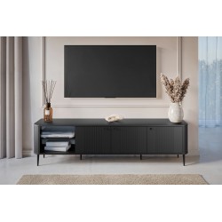 Szafka RTV Vesper 3D 187 cm - czarny / czarne nogi Szafka RTV Vesper 3D 187 cm - czarny / czarne nogi