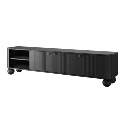 Szafka RTV Vesper 3D - czarna z złotymi uchwytami