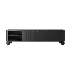 Szafka RTV Vesper 3D 187 cm - czarny / złote uchwyty / nogi kule Szafka RTV Vesper 3D 187 cm - czarny / złote uchwyty / nogi kule
