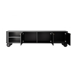 Szafka RTV Vesper 3D 187 cm - czarny / złote uchwyty / nogi kule Szafka RTV Vesper 3D 187 cm - czarny / złote uchwyty / nogi kule