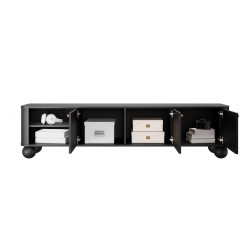 Szafka RTV Vesper 3D 187 cm - czarny / złote uchwyty / nogi kule Szafka RTV Vesper 3D 187 cm - czarny / złote uchwyty / nogi kule