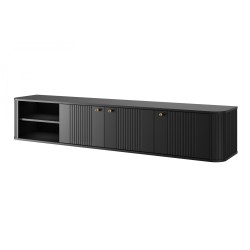 Szafka RTV Vesper 3D wisząca 187 cm - czarny/złote uchwyty