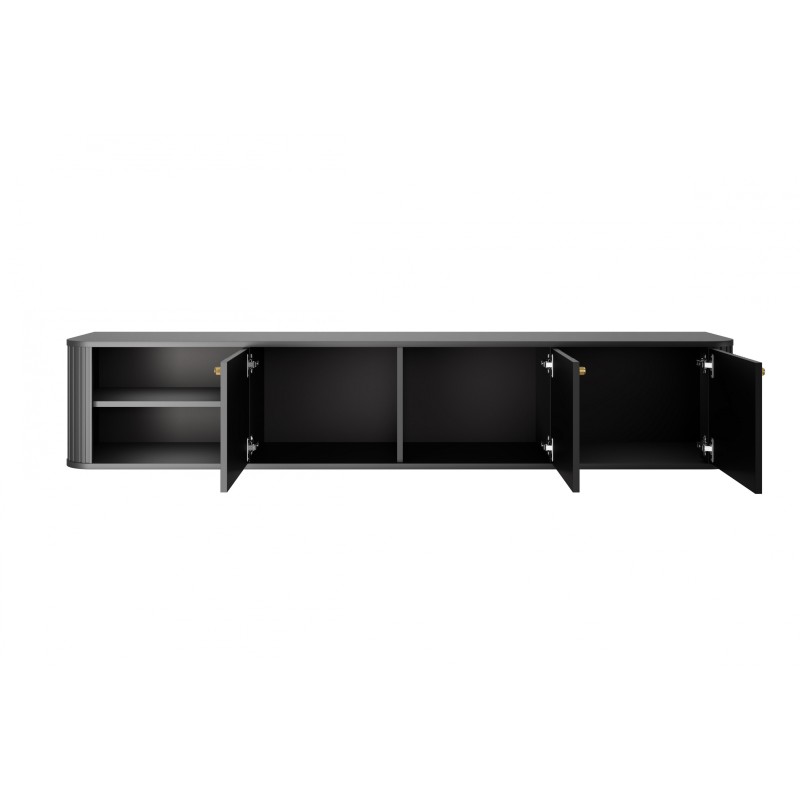 Szafka RTV Vesper 3D wisząca 187 cm - czarny/złote uchwyty Szafka RTV Vesper 3D wisząca 187 cm - czarny/złote uchwyty