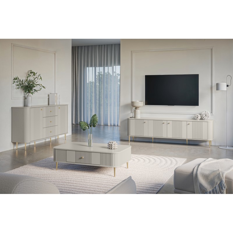 Szafka RTV Vesper 4D 187 cm - kaszmir / złote nogi Szafka RTV Vesper 4D 187 cm - kaszmir / złote nogi