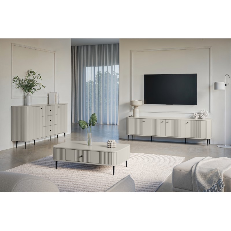 Szafka RTV Vesper 4D 187 cm - kaszmir / czarne nogi Szafka RTV Vesper 4D 187 cm - kaszmir / czarne nogi