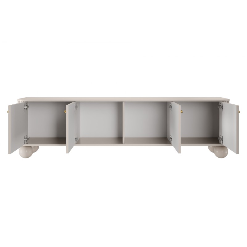 Szafka RTV Vesper 4D 187 cm - kaszmir / złote uchwyty / nogi kule Szafka RTV Vesper 4D 187 cm - kaszmir / złote uchwyty / nogi kule