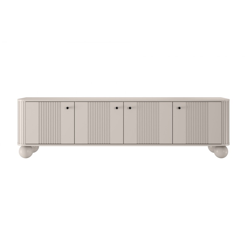Szafka RTV Vesper 4D 187 cm - kaszmir / czarne uchwyty / nogi kule Szafka RTV Vesper 4D 187 cm - kaszmir / czarne uchwyty / nogi kule