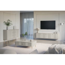 Szafka RTV wisząca Vesper 4D - kaszmir/złote uchwyty Szafka RTV wisząca Vesper 4D - kaszmir/złote uchwyty