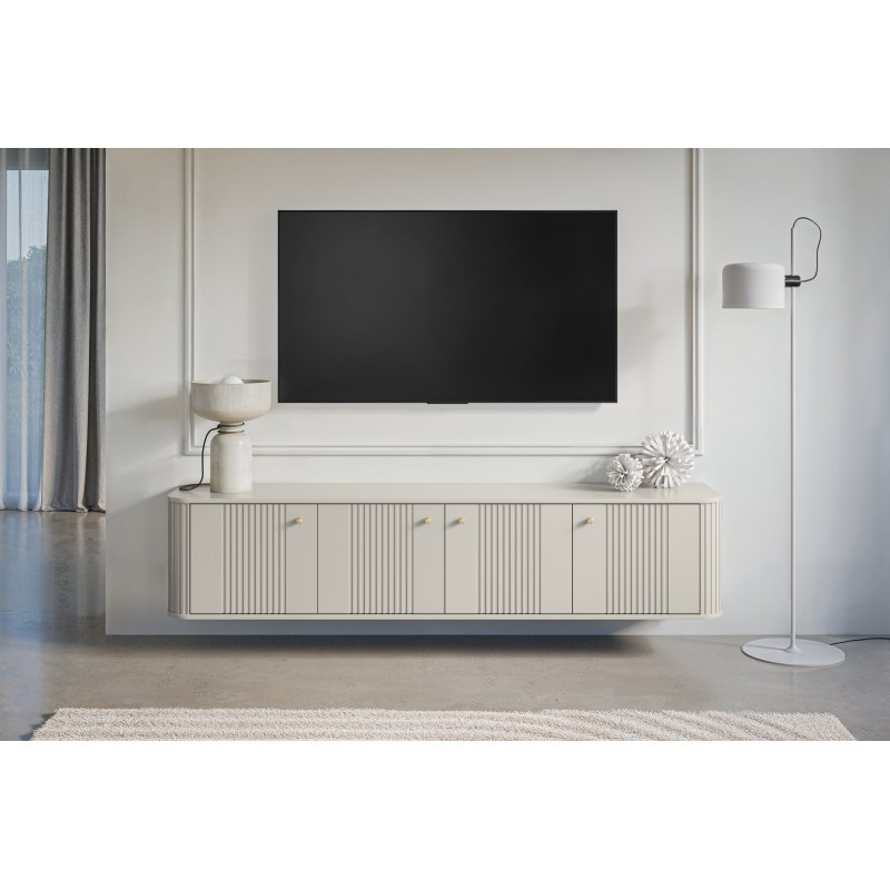 Szafka RTV wisząca Vesper 4D - kaszmir/złote uchwyty Szafka RTV wisząca Vesper 4D - kaszmir/złote uchwyty