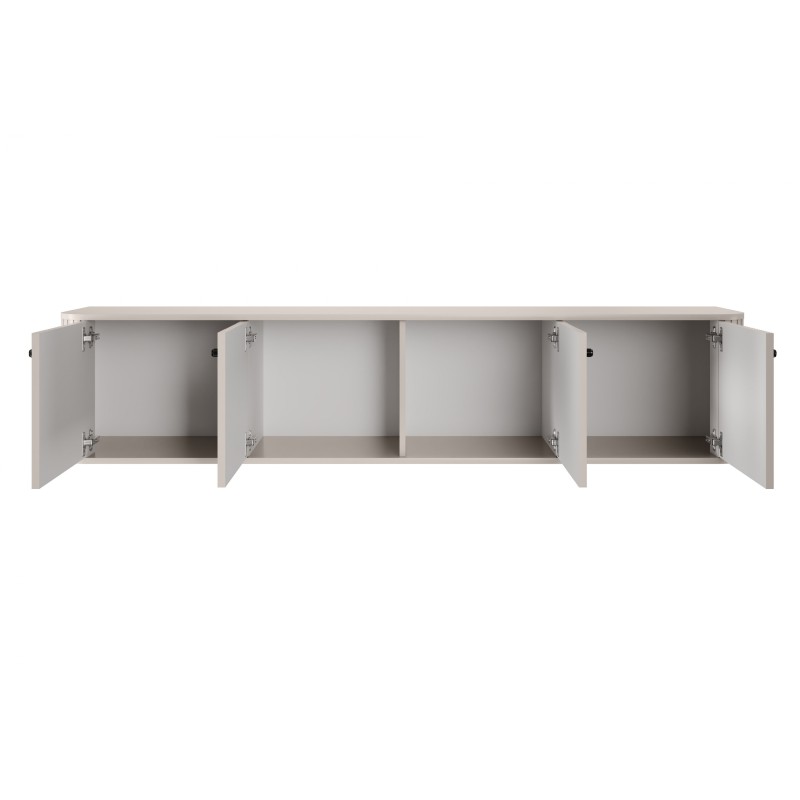 Szafka RTV wisząca Vesper 4D 187 cm - kaszmir / czarne uchwyty Szafka RTV wisząca Vesper 4D 187 cm - kaszmir / czarne uchwyty