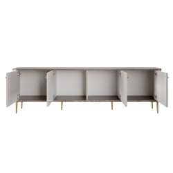 Szafka RTV Vesper 4D 187 cm - kaszmir / orzech / złote nogi Szafka RTV Vesper 4D 187 cm - kaszmir / orzech / złote nogi