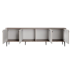 Szafka RTV Vesper 4D 187 cm - kaszmir / orzech / czarne nogi Szafka RTV Vesper 4D 187 cm - kaszmir / orzech / czarne nogi