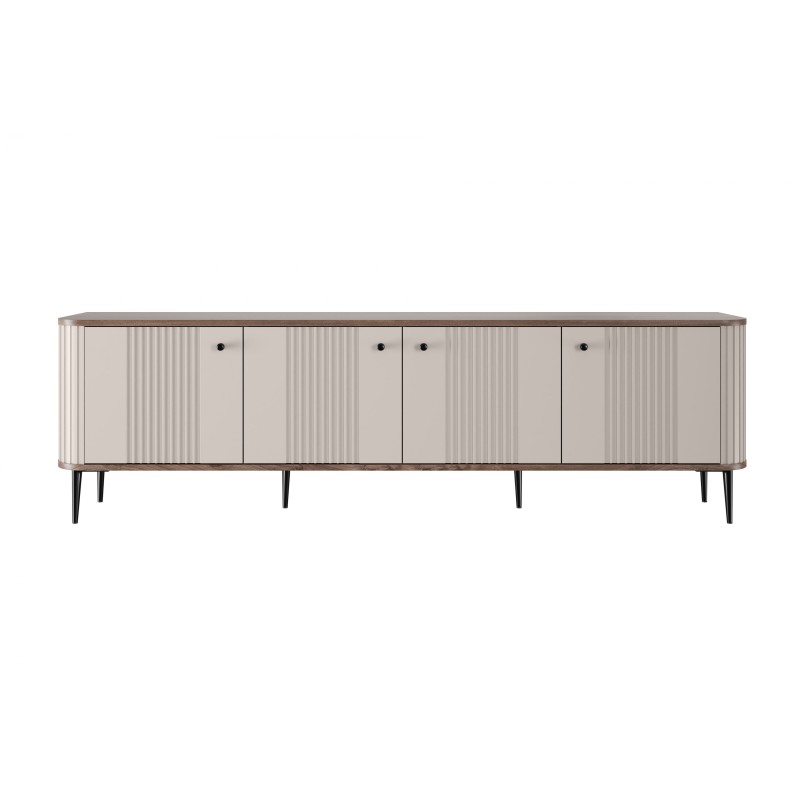 Szafka RTV Vesper 4D 187 cm - kaszmir / orzech / czarne nogi Szafka RTV Vesper 4D 187 cm - kaszmir / orzech / czarne nogi