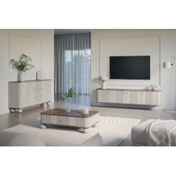 Szafka RTV wisząca Vesper 4D - kaszmir/orzech Szafka RTV wisząca Vesper 4D - kaszmir/orzech