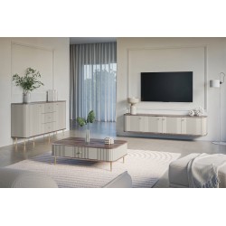 Szafka RTV wisząca Vesper 4D - kaszmir/orzech Szafka RTV wisząca Vesper 4D - kaszmir/orzech
