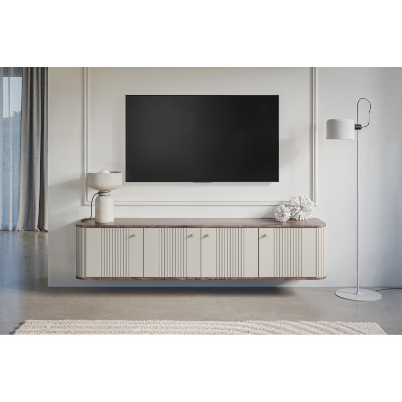 Szafka RTV wisząca Vesper 4D - kaszmir/orzech Szafka RTV wisząca Vesper 4D - kaszmir/orzech