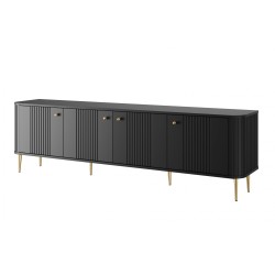 Szafka RTV Vesper 4D 187 cm - czarna z złotymi nogami