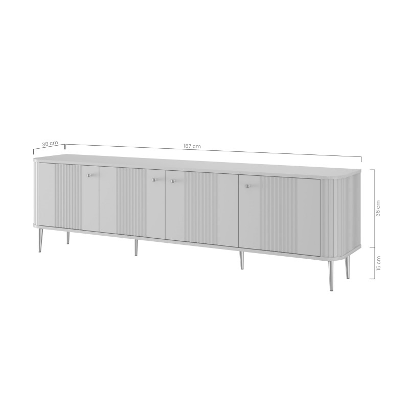 Szafka RTV Vesper 4D 187 cm - czarna z złotymi nogami Szafka RTV Vesper 4D 187 cm - czarna z złotymi nogami