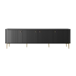 Szafka RTV Vesper 4D 187 cm - czarna z złotymi nogami Szafka RTV Vesper 4D 187 cm - czarna z złotymi nogami