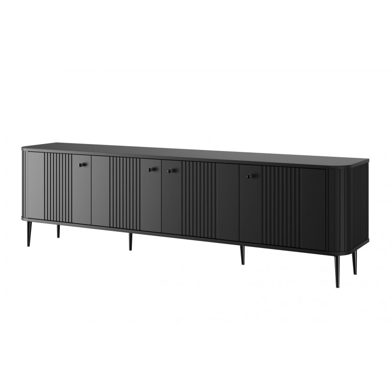 Szafka RTV Vesper 4D 187 cm - czarna elegancja do salonu Szafka RTV Vesper 4D 187 cm - czarna elegancja do salonu