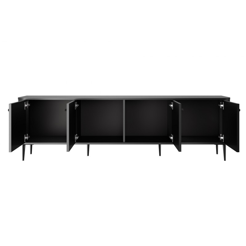 Szafka RTV Vesper 4D 187 cm - czarna elegancja do salonu Szafka RTV Vesper 4D 187 cm - czarna elegancja do salonu