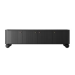 Szafka RTV Vesper 4D 187 cm - czarny / złote uchwyty / nogi kule Szafka RTV Vesper 4D 187 cm - czarny / złote uchwyty / nogi kule