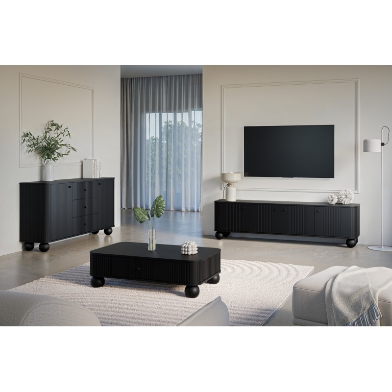 Szafka RTV Vesper 4D - elegancja i nowoczesność w czerni