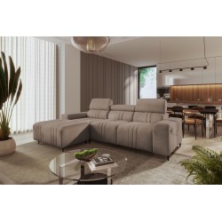 Elegant Verona I Corner Sofa with Sleeping Function - Velvet, Vena 14 | Your Perfect Furniture