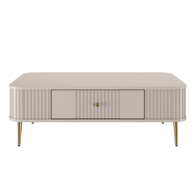 Stolik kawowy z szufladą Vesper 103x60 cm - kaszmir / złote nogi Stolik kawowy z szufladą Vesper 103x60 cm - kaszmir / złote nogi