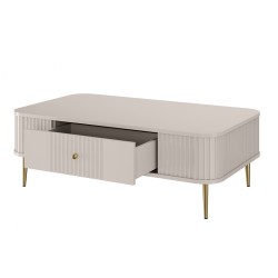 Stolik kawowy z szufladą Vesper 103x60 cm - kaszmir / złote nogi Stolik kawowy z szufladą Vesper 103x60 cm - kaszmir / złote nogi