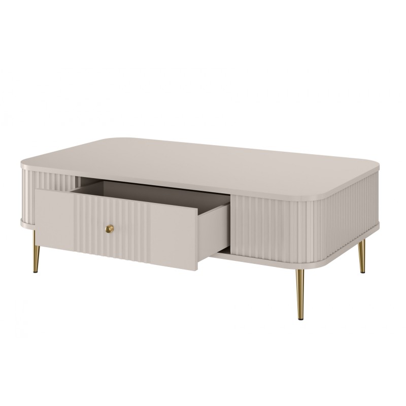 Stolik kawowy z szufladą Vesper 103x60 cm - kaszmir / złote nogi Stolik kawowy z szufladą Vesper 103x60 cm - kaszmir / złote nogi