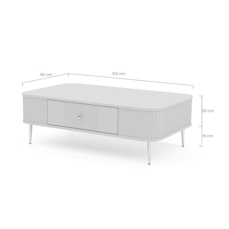Stolik kawowy z szufladą Vesper 103x60 cm - kaszmir / czarne nogi Stolik kawowy z szufladą Vesper 103x60 cm - kaszmir / czarne nogi