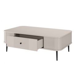 Stolik kawowy z szufladą Vesper 103x60 cm - kaszmir / czarne nogi Stolik kawowy z szufladą Vesper 103x60 cm - kaszmir / czarne nogi
