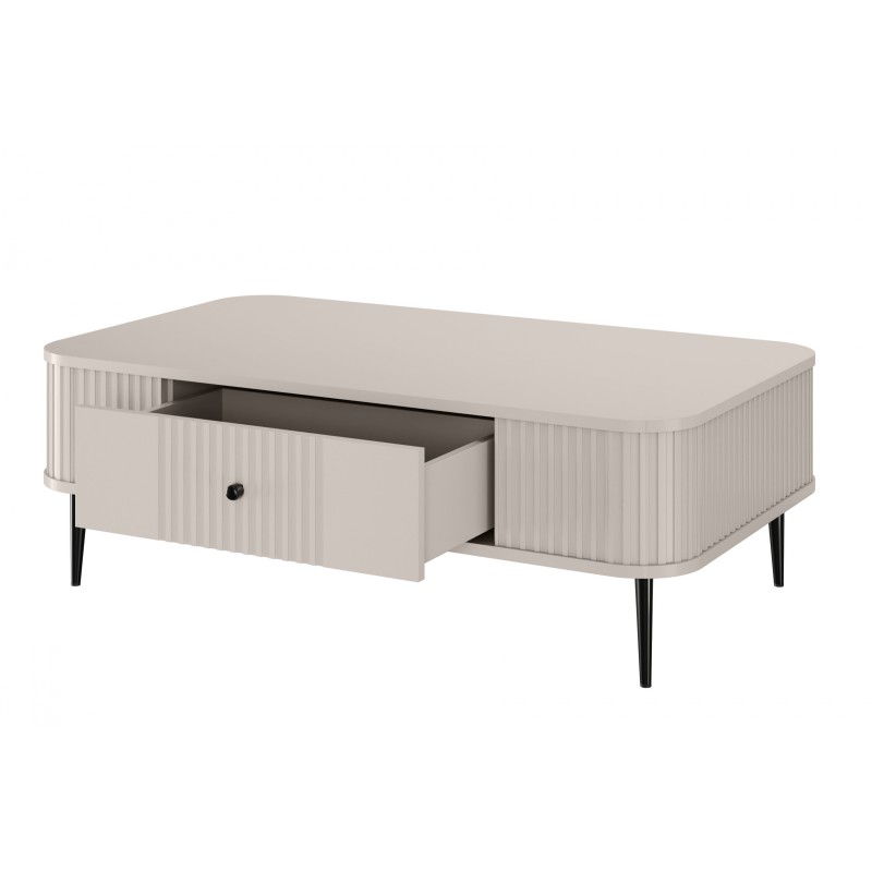 Stolik kawowy z szufladą Vesper 103x60 cm - kaszmir / czarne nogi Stolik kawowy z szufladą Vesper 103x60 cm - kaszmir / czarne nogi