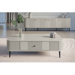 Stolik kawowy z szufladą Vesper 103x60 cm - kaszmir / czarne nogi Stolik kawowy z szufladą Vesper 103x60 cm - kaszmir / czarne nogi
