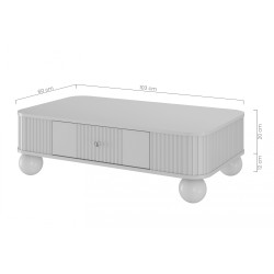 Stolik kawowy z szufladą Vesper 103x60 cm - kaszmir / czarne uchwyty / nogi kule Stolik kawowy z szufladą Vesper 103x60 cm - kaszmir / czarne uchwyty / nogi kule