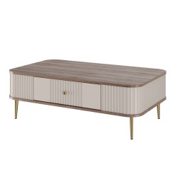 Stolik kawowy Vesper 103x60 cm - kaszmir / orzech / złote